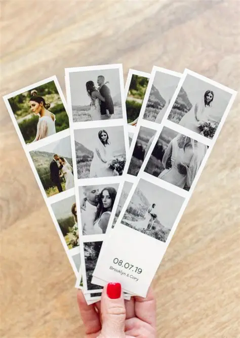 Zwart-witte fotostrips van een bruiloft
